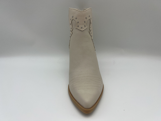 รองเท้าหนังสตรี ODM กระดุมขนาดเล็ก Self Natural Stack With Abs Heel