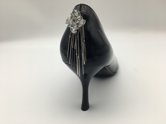 รองเท้าสตรีหนังสิทธิบัตรสีดำ , รองเท้าส้นสูง Stiletto ปลายแหลม