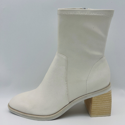 Soft Stitching ผู้หญิงรอบ Toe หนังข้อเท้ารองเท้าสีขาวสบาย