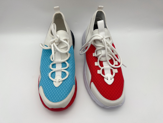 Red Blue Womens Leisure Shoes Soft Nappa Pu กับ Outsole ยางหนึ่งหน่วย