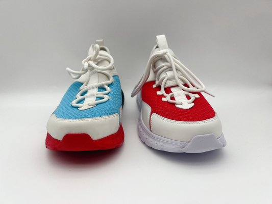 Red Blue Womens Leisure Shoes Soft Nappa Pu กับ Outsole ยางหนึ่งหน่วย