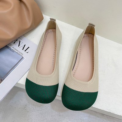 Soft Soled Knitted Shallow Mouth Shoes Spring Summer Flat Pedal Fairy Style