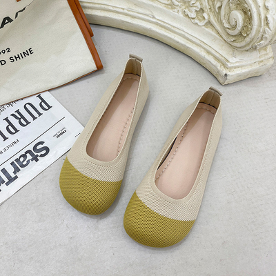Soft Soled Knitted Shallow Mouth Shoes Spring Summer Flat Pedal Fairy Style