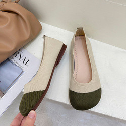 Soft Soled Knitted Shallow Mouth Shoes Spring Summer Flat Pedal Fairy Style