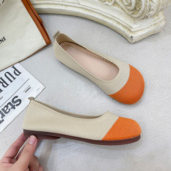 Soft Soled Knitted Shallow Mouth Shoes Spring Summer Flat Pedal Fairy Style