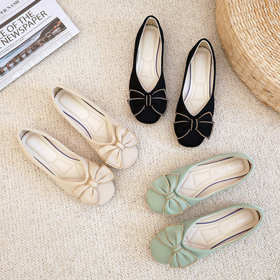 รองเท้าเดินสบาย ๆ ที่ถักด้วย Soft Soled รองเท้าแตะส้นแบนน้ำหนักเบาสบาย