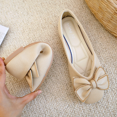 รองเท้าเดินสบาย ๆ ที่ถักด้วย Soft Soled รองเท้าแตะส้นแบนน้ำหนักเบาสบาย