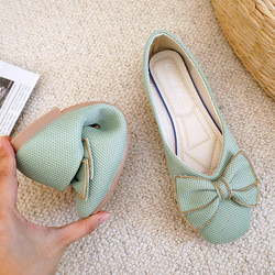 รองเท้าเดินสบาย ๆ ที่ถักด้วย Soft Soled รองเท้าแตะส้นแบนน้ำหนักเบาสบาย