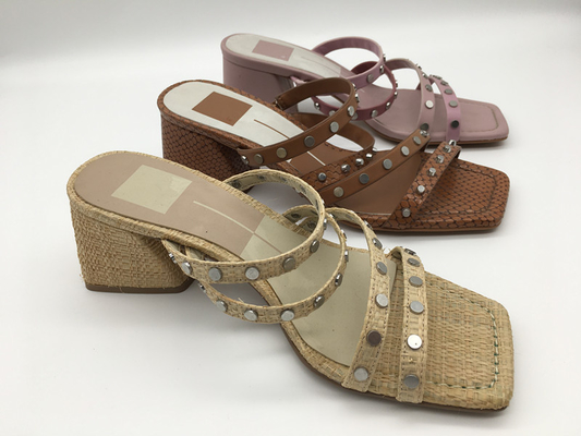 #6 - #11 รองเท้าแตะส้นหนาฤดูร้อน / Tan Ladies Peep Toe Sandals