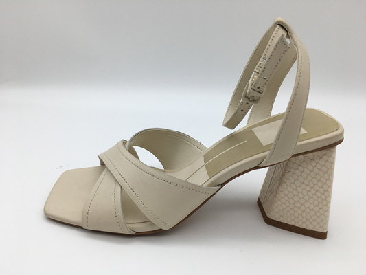 Soft Nappa PU Women's Leather Heeled Sandals สีชมพู / เบจ / ส้ม