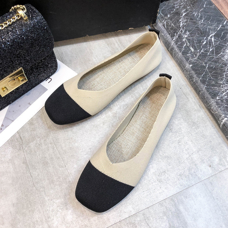 ขายส่งรองเท้าทอถักน้ำหนักเบา 2021 รองเท้าส้นแบนระบายอากาศสำหรับผู้หญิงสไตล์ใหม่